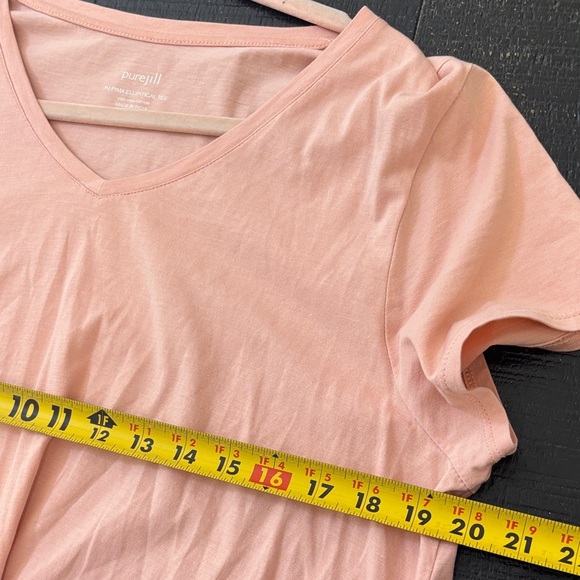 Pure Jill PJ Pima Elliptical Tee 100% Cotton Coral Cream Pink size Large - Picture 2 of 8